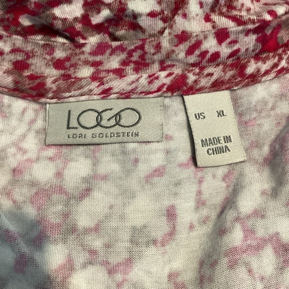 LOGO by Lori Goldstein Printed Knit 3/4 Sleeve Scoop Neck Top Berry Ikat XL - Picture 6 of 7